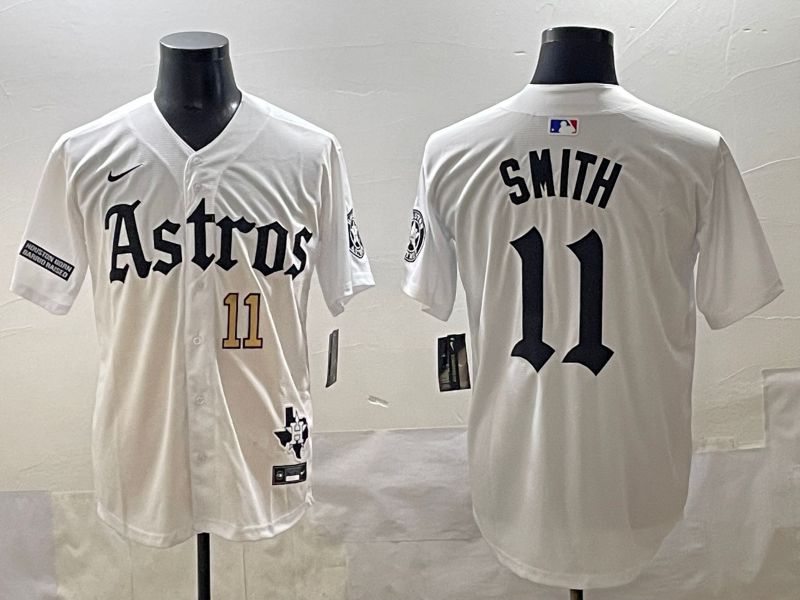 Men 2025 Houston Astros #11 Smith White Five generations Joint Name Nike MLB Jersey style 34->houston astros->MLB Jersey